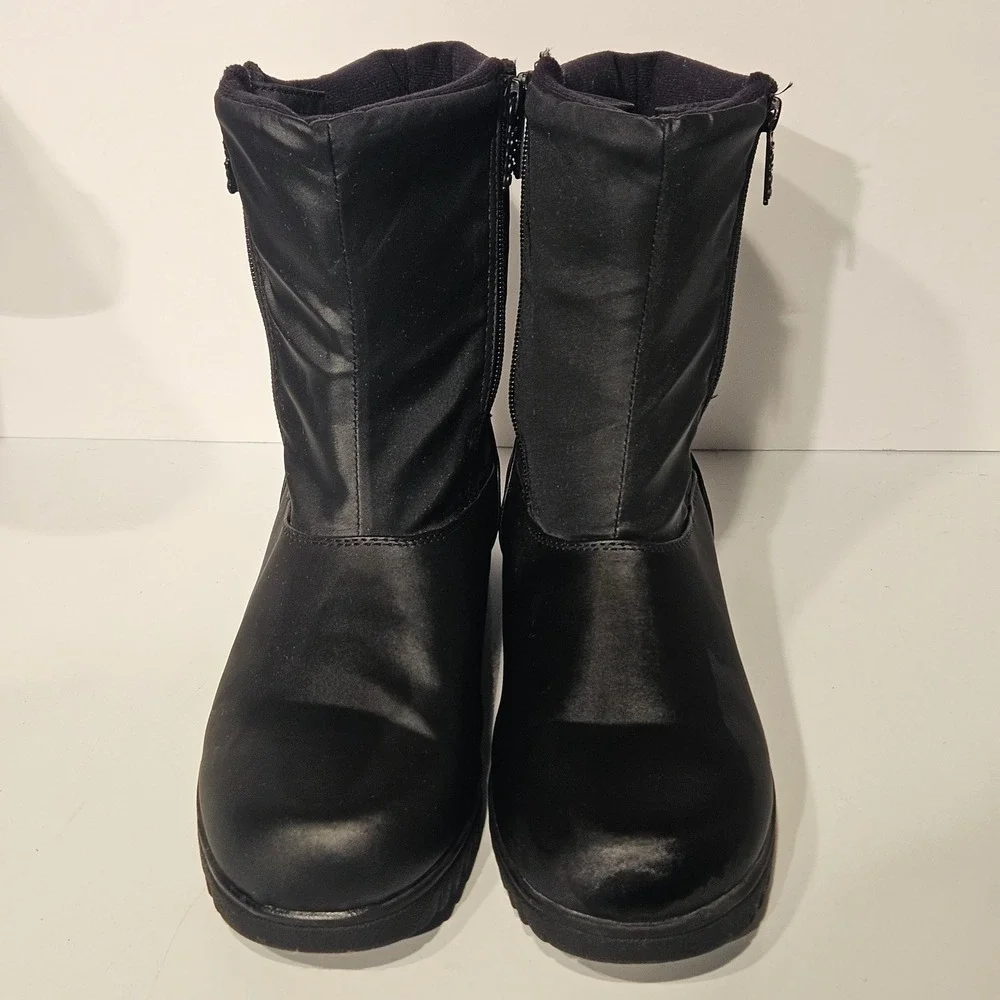 Totes Gina Winter Boots Women 10 Black Side Zip Mid Calf GinaBlack 21699